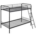 Heavy Duty Metal Bunk Bed with Ladder and Safety Guardrails-Black