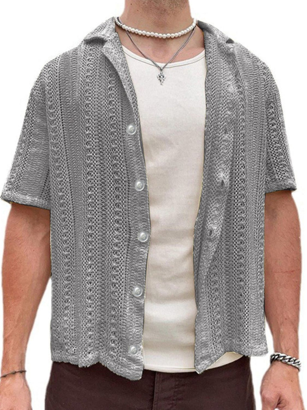 Men's Full Size Button Down Short Sleeve Shirt Plus Size