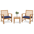 3 Pieces Outdoor Furniture Set with Soft Seat Cushions-Navy