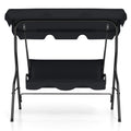 3 Seat Outdoor Patio Canopy Swing with Cushioned Steel Frame-Black