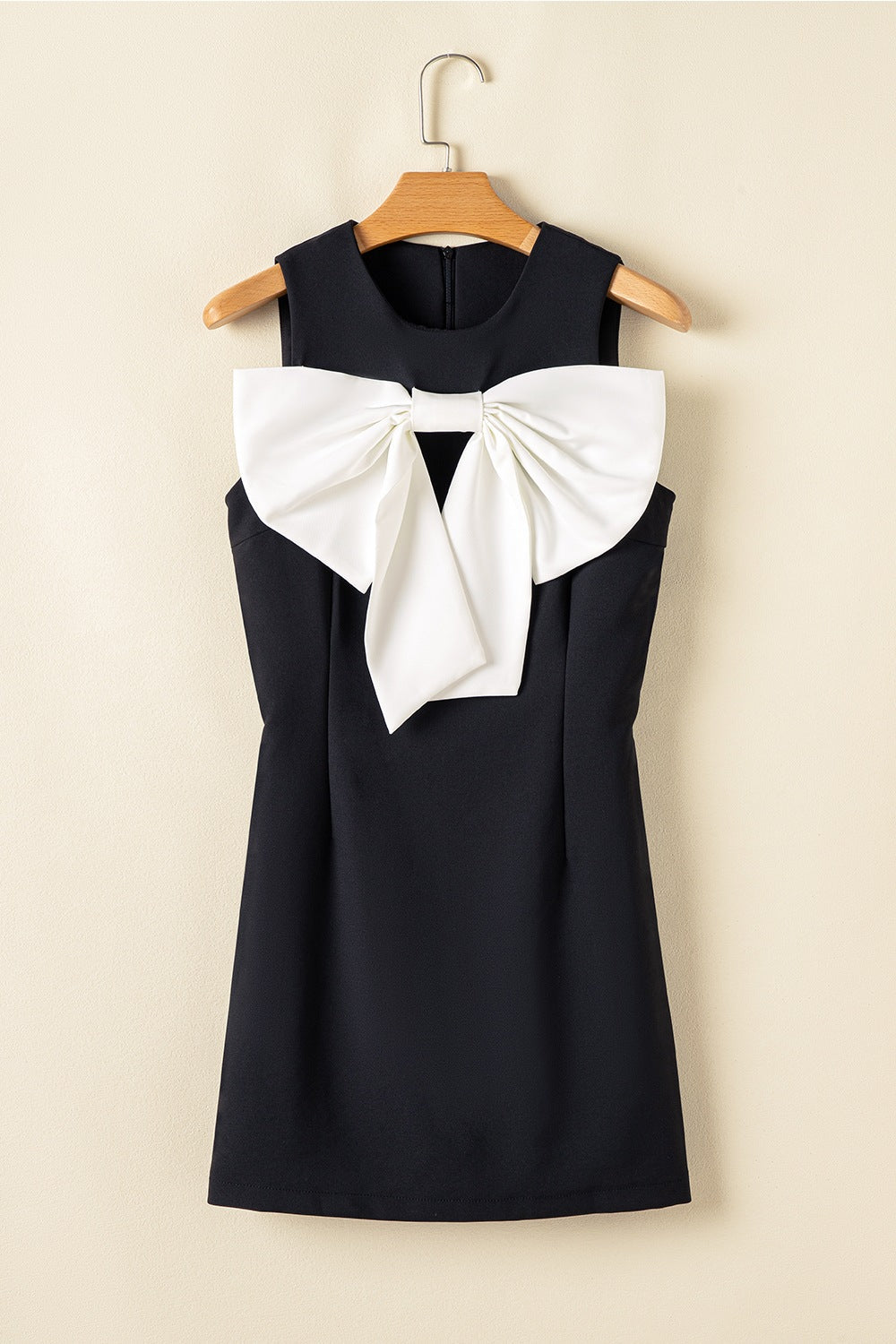 Bow Contrast Sleeveless Mini Dress