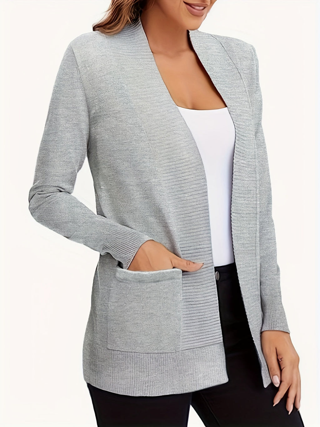 Open Front Long Sleeve Sweater Cardigan