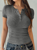 Devine Button Detail Short Sleeve T-Shirt