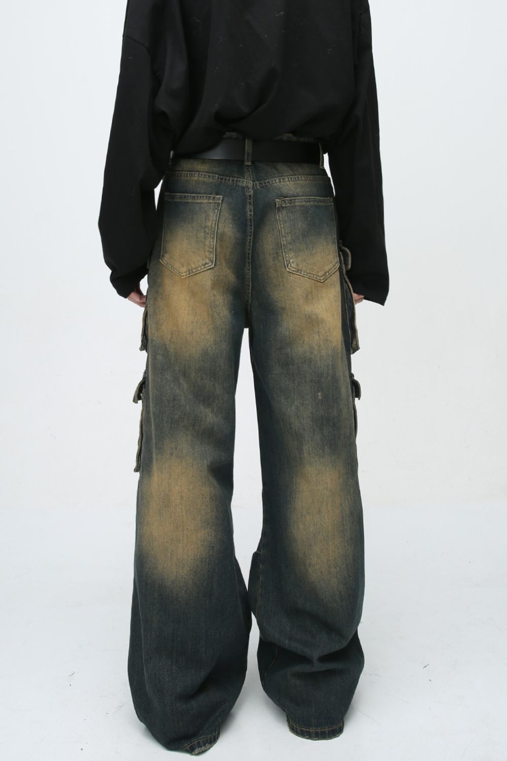 High Waist Jeans with Cargo Pockets