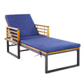 Adjustable Cushioned Patio Chaise Lounge Chair with 4-Level Backrest-Navy