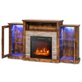 Fireplace TV Stand with 16-Color Led Lights for TVs up to 65 Inch-Brown