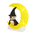 Inflatable Owl on Moon LED Lighted Halloween Decoration with Large Moon and Wizard Owl