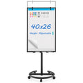 Height-Adjustable Mobile Whiteboard with Round Stand Paper Clips-Black