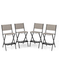 Outdoor Folding Bar Height Stool Set of 4 with Metal Frame and Footrest-Coffee
