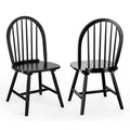Set of 2 Vintage Windsor Wood Chair with Spindle Back for Dining Room-Black