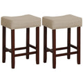 Set of 2 24 Inch Bar Stool with Curved Seat Cushions-Beige
