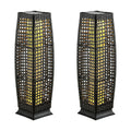 2 Pieces Solar-Powered Square Wicker Floor Lamps with Auto LED Light-Black