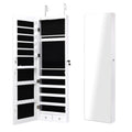 Wall and Door Mounted Mirrored Jewelry Cabinet with Lights-White
