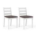 Set of 2 Rubber Wood Dining Chairs with Upholstered Seat-White