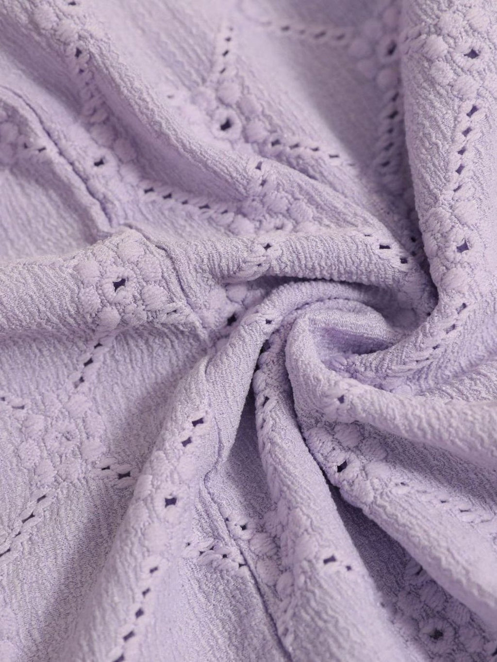 Eyelet Round Neck Flutter Sleeve Top