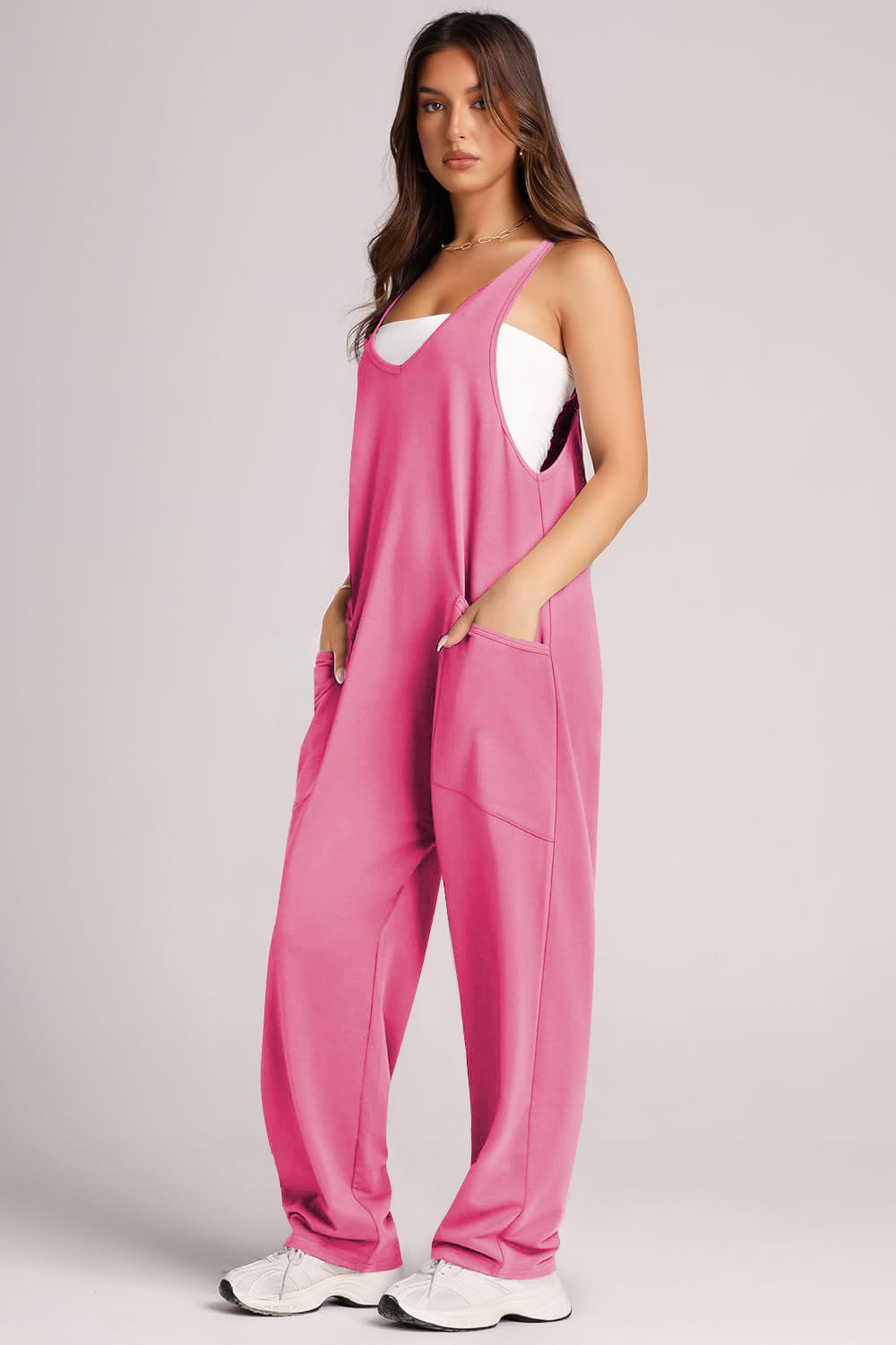 Lovelet V-Neck Wide Strap Overalls