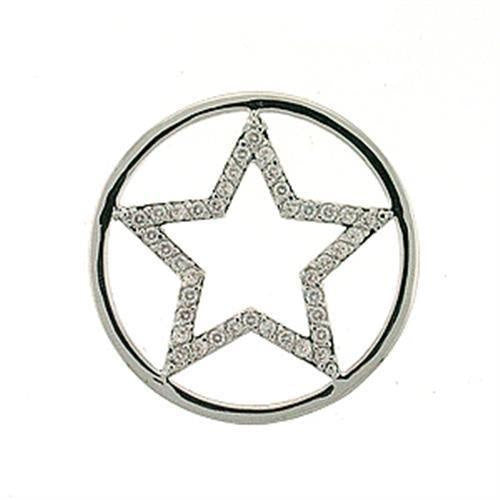 LOA316 - Rhodium Brass Pendant with AAA Grade CZ in Clear
