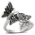 3W214 - Rhodium Brass Ring with AAA Grade CZ in Clear