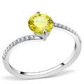 DA015 - High polished (no plating) Stainless Steel Ring with AAA Grade CZ in Topaz