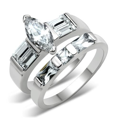 6X089 - Rhodium Brass Ring with AAA Grade CZ in Clear