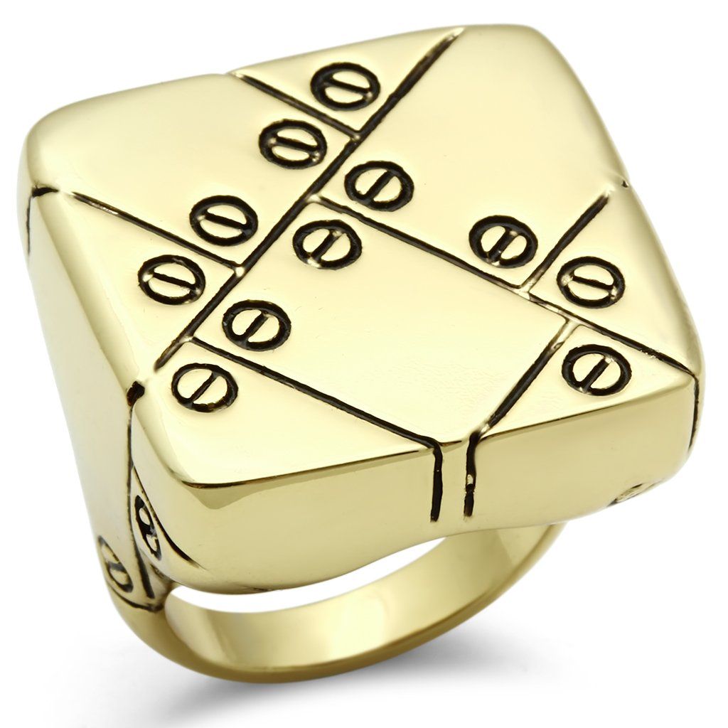 GL287 - IP Gold(Ion Plating) Brass Ring with Epoxy in Jet