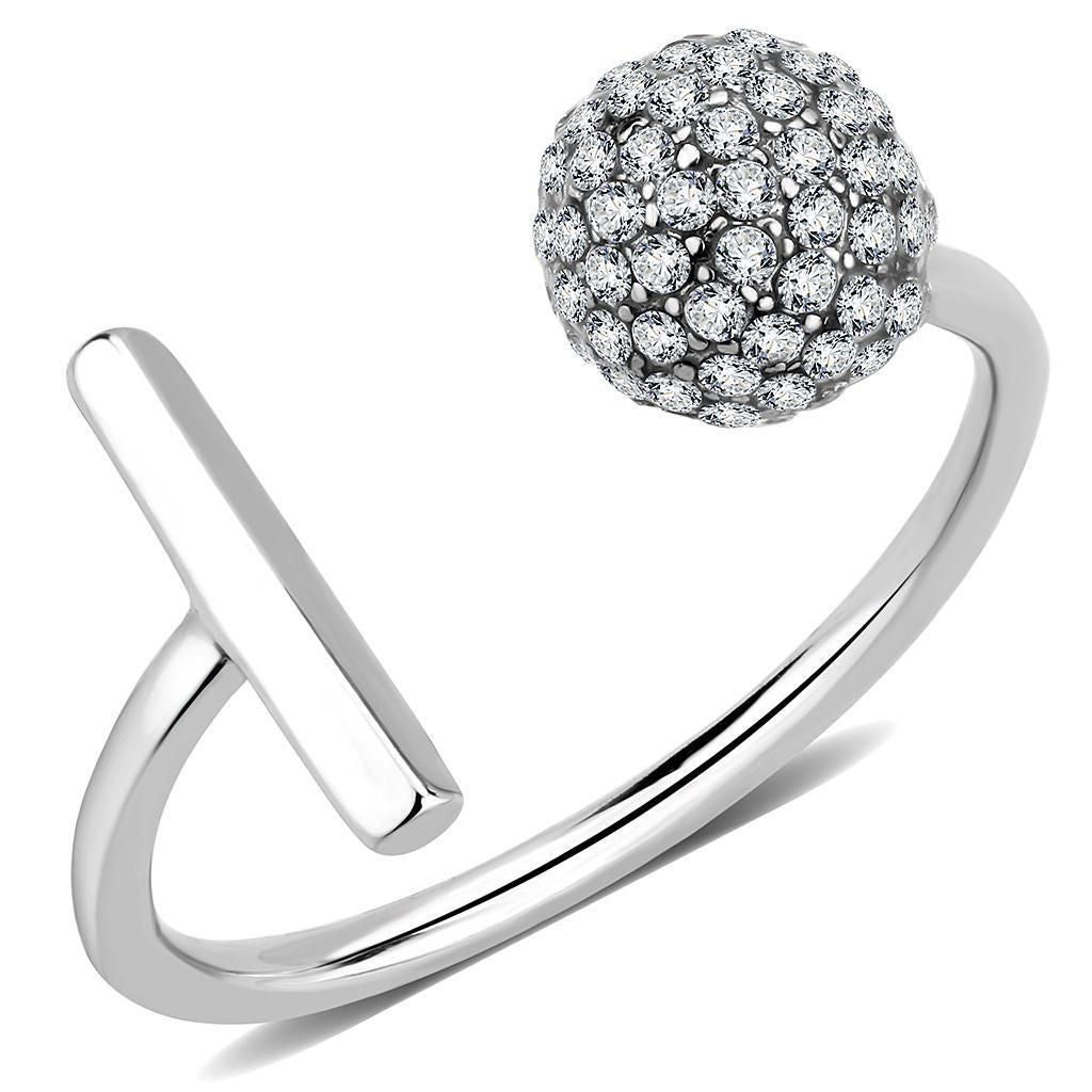 DA318 - No Plating Stainless Steel Ring with AAA Grade CZ in Clear