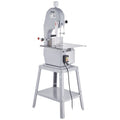 Commercial Electric Meat Bandsaw, 1500W Stainless Steel Vertical Bone Sawing Machine, Workbeach 19.3" x 15", 0.16-7.9 Inch Cutting Thickness, Frozen Meat Cutter with 6 Blades for Rib Pork Beef