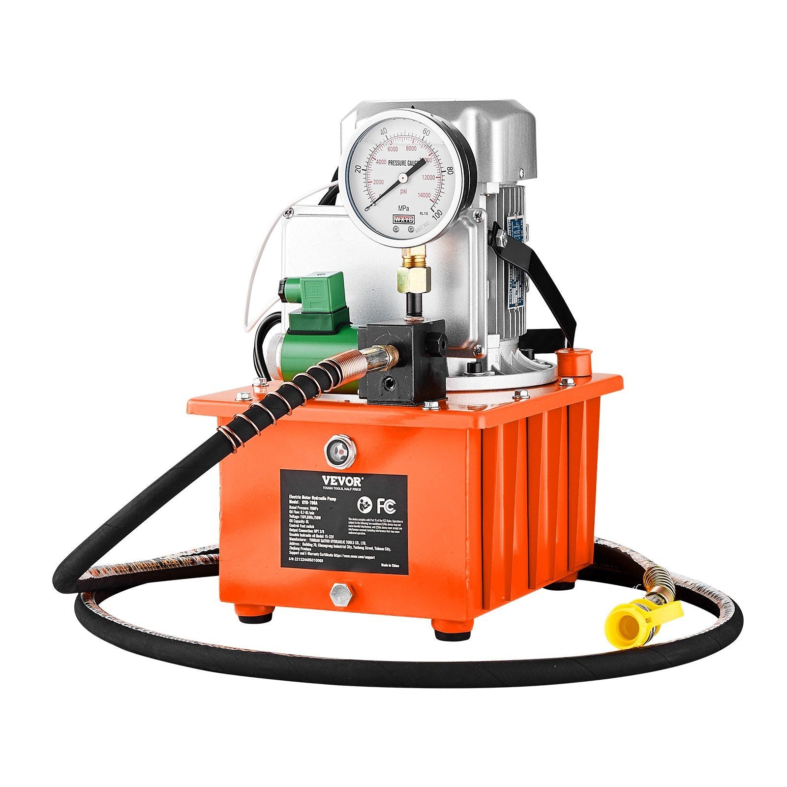 Electric Hydraulic Pump, 10000 PSI 750W 110V 488 in³/8L Capacity, Single Acting Solenoid Valve, Electric Driven Hydraulic Pump Power Pack Unit with Pedal Switch for Punching/Bending/Jack Machine