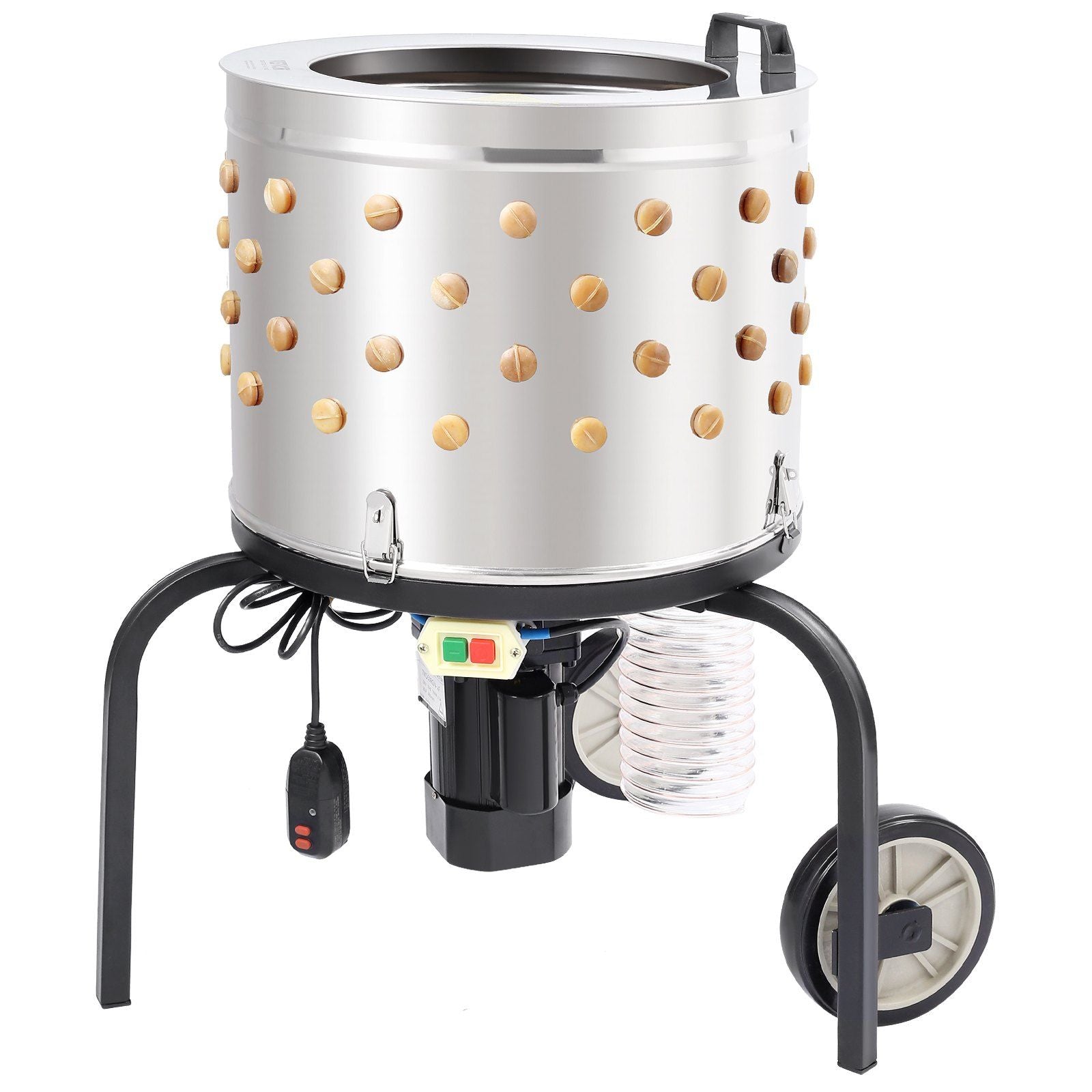 Chicken Plucker Machine, 20" Diameter Stainless Steel Drum De-Feather Remover Poultry, 280RPM Defeathering Equipment with 108 Soft Fingers, 500W Motor for Efficient Poultry Plucking
