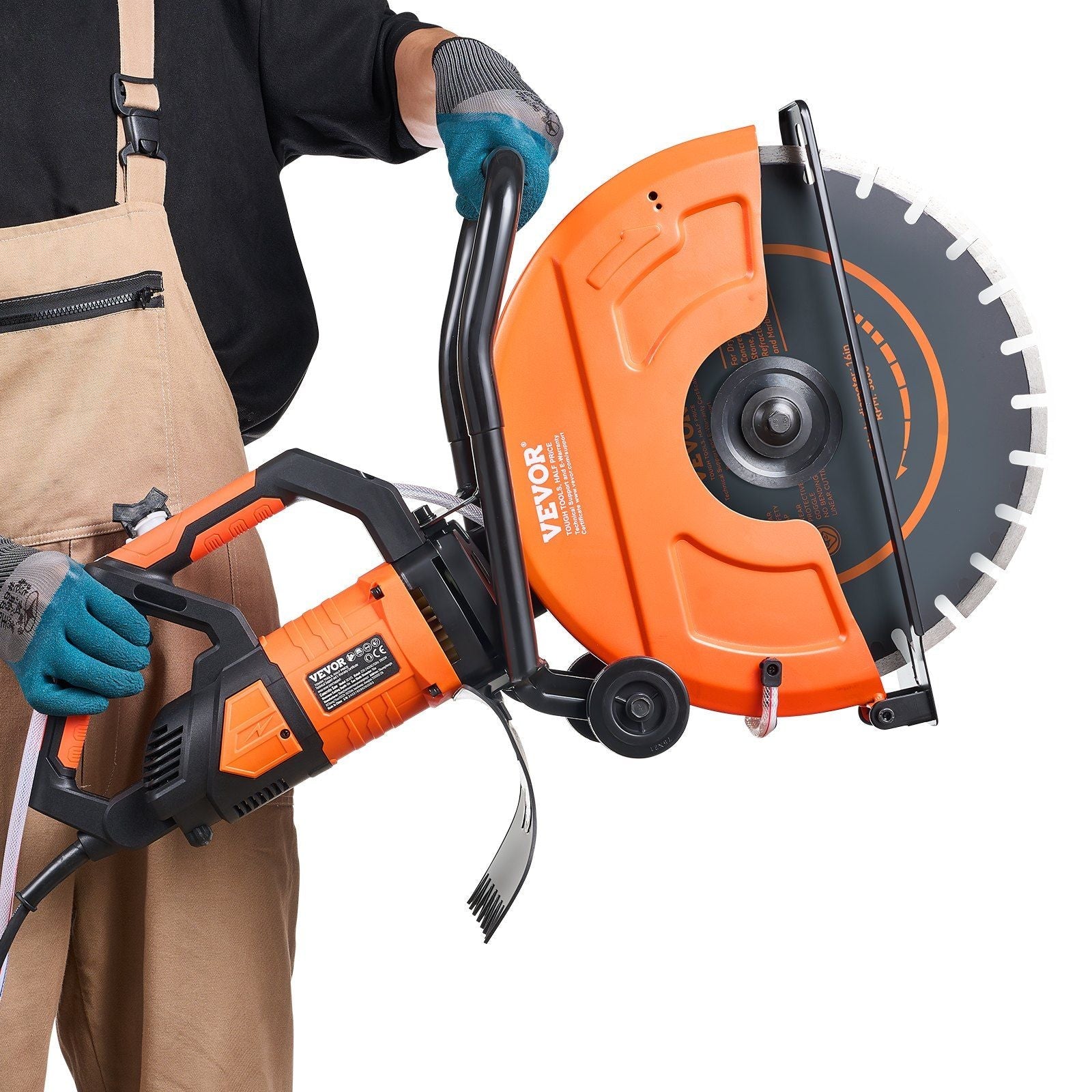 Electric Concrete Saw, 16 in, 3200 W 15 A Motor Circular Saw Cutter with Max. 6 in Adjustable Cutting Depth, Wet Disk Saw Cutter Includes Water Line, Pump and Blade, for Stone, Brick