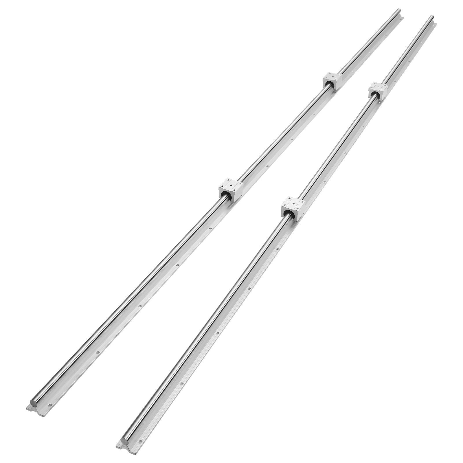 Linear Guide Rail Set, SBR20 1800mm, 2 PCS 70.9 in/1800 mm SBR20 Guide Rails and 4 PCS SBR20UU Slide Blocks, Linear Rails and Bearings Kit for Automated Machines DIY Project CNC Router Machines