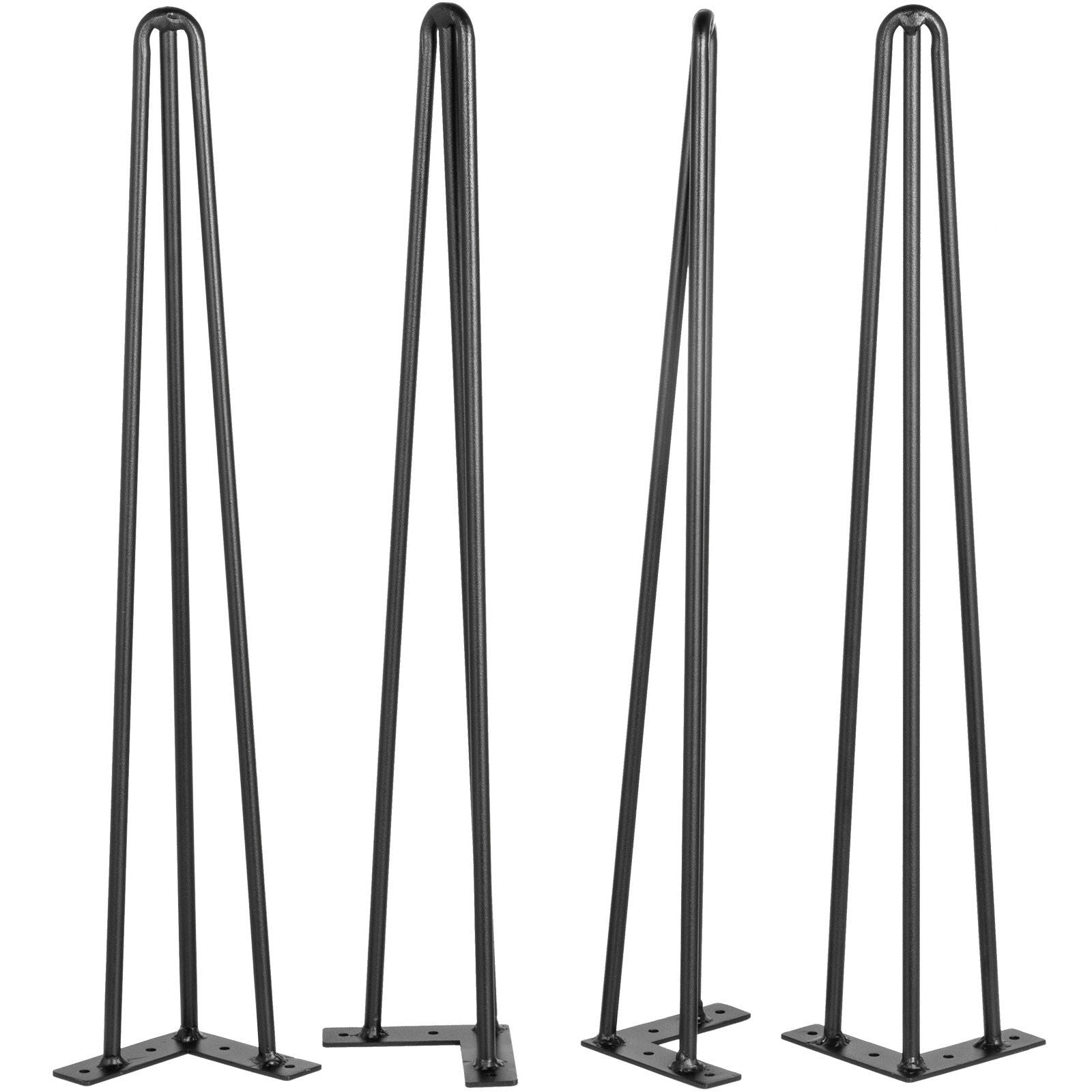 Hairpin Table Legs 16" Black Set of 4 Desk Legs 880lbs Load Capacity (Each 220lbs) Hairpin Desk Legs 3 Rods for Bench Desk Dining End Table Chairs Carbon Steel DIY Heavy Duty Furniture Legs