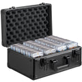 Graded Card Storage Box, 4 Slots, Graded Sports Cards Holder Carrying Case with Key Lock Foam Dividers, for 108 PSA Graded Cards 76 BGS Cards 84 SGC Cards 388 Top Loaders or 999+ Loose Cards