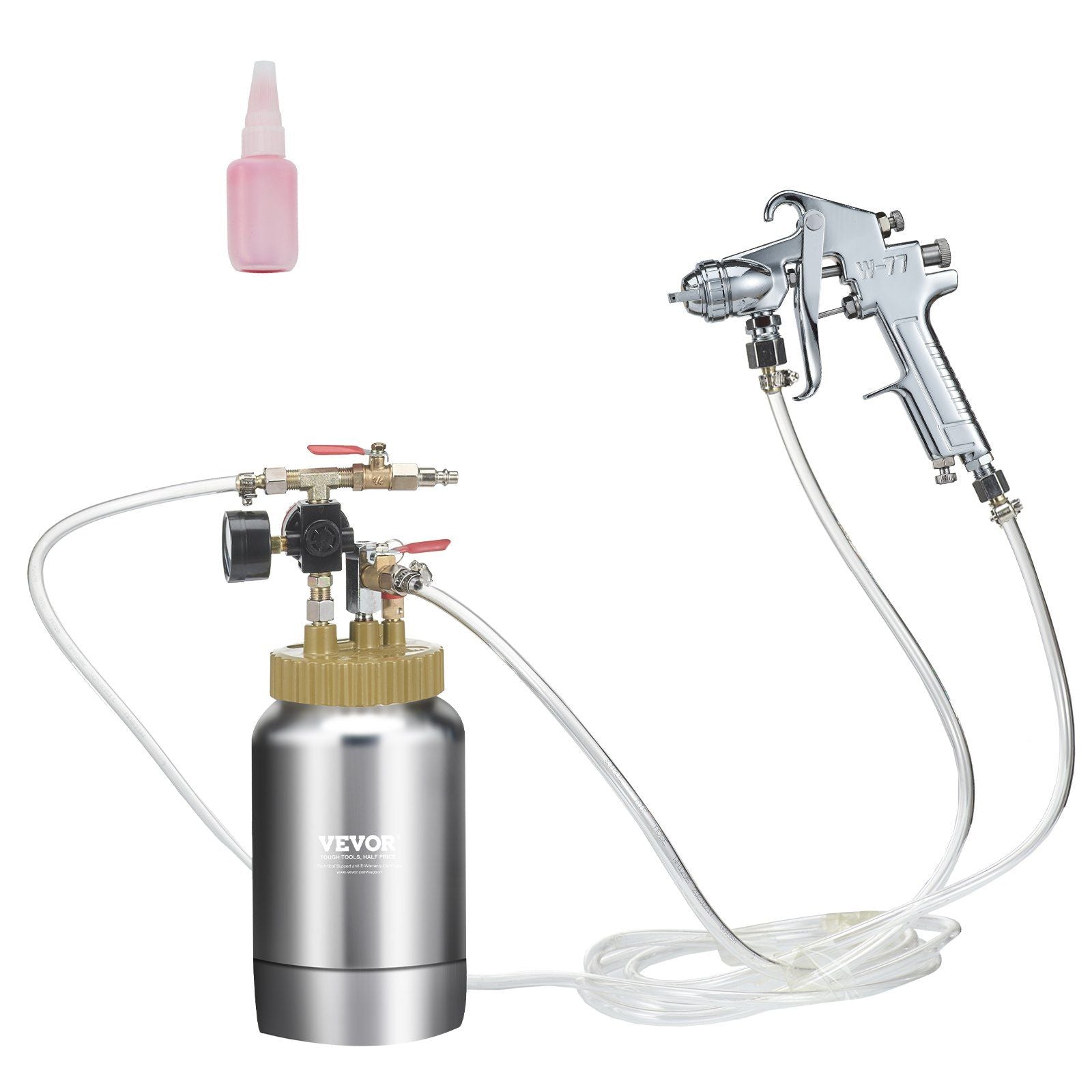 2L/0.5gal Spray Paint Pressure Pot Tank, Lightweight Air Paint Pressure Pot, 1.8mm Nozzle Spray Paint Gun 3m Hoses for Home Decoration Architecture Construction Automotive Painting, 45PSI Max