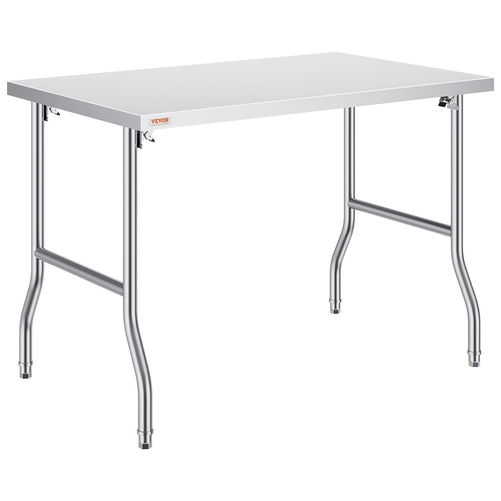 48 x 30 Inch Folding Commercial Prep Table Commercial Worktable Workstation, Heavy-Duty Stainless Steel Folding Table with 220 lbs Load, Silver Stainless Steel Kitchen Island, Kitchen Work Table
