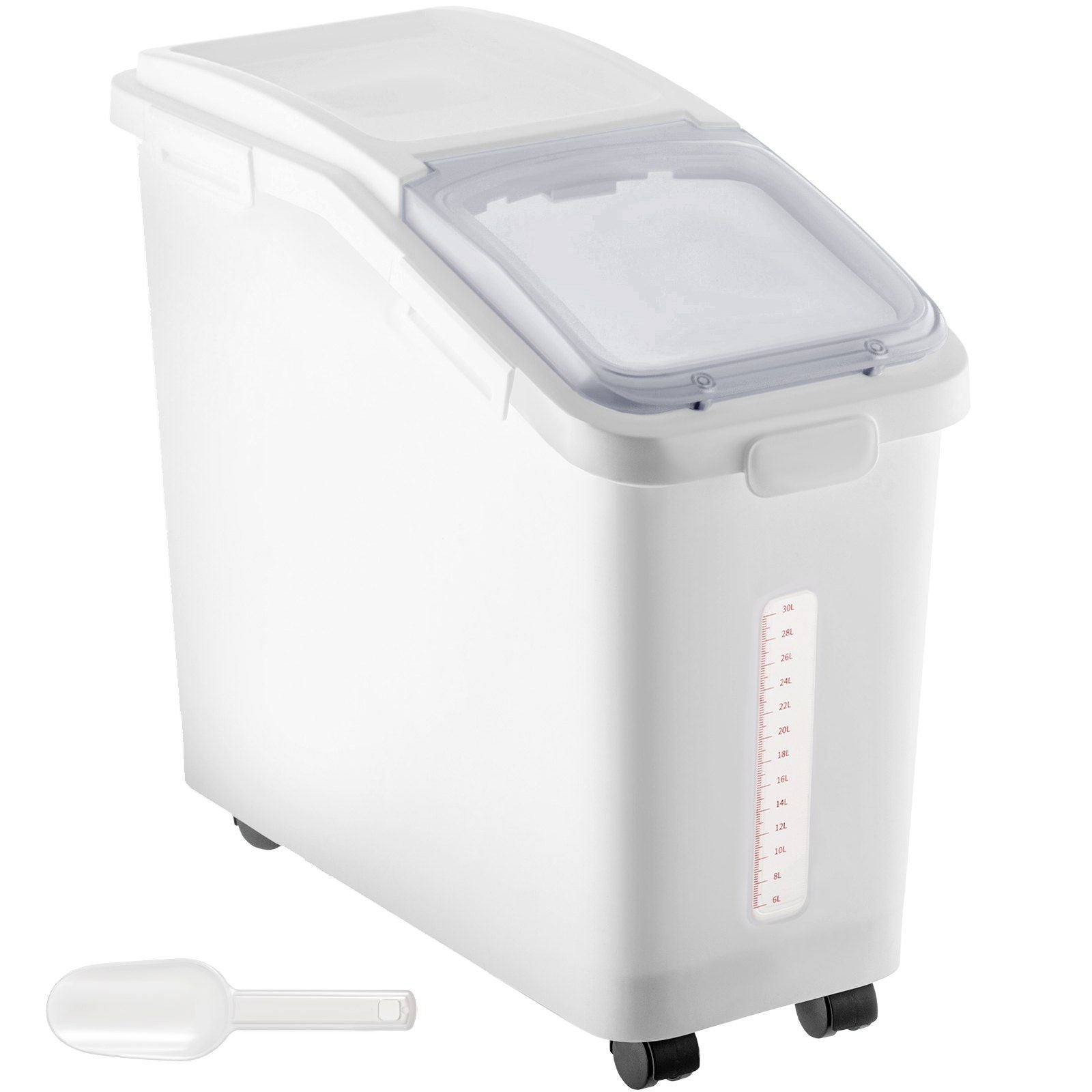 Ingredient Storage Bin, 11.4 Gallon Capacity Shelf Ingredient Bin, 280 Cup Flour Bins on Wheels Commercial Prosave Shelf-storage Ingredient Bin with Lid and Scoop Rice Bin for Kitchen White