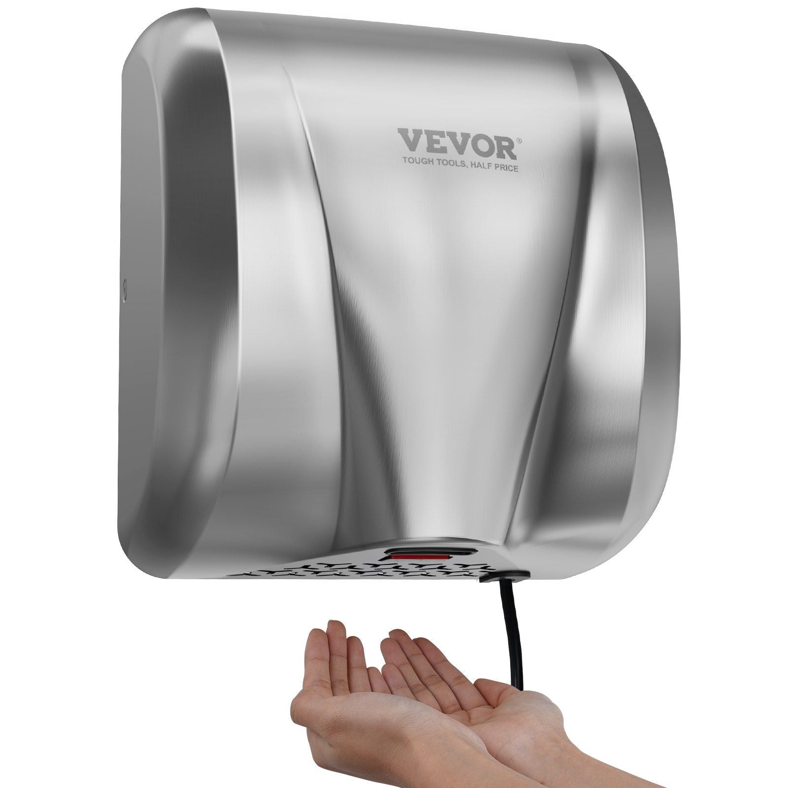 Heavy Duty Commercial Hand Dryer, 1300W Automatic High Speed Stainless Steel Warm Wind Hand Blower, 120V Plug In/Hardwired Two Power Options, Compliant for Industry Business Restrooms