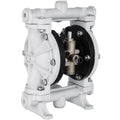 Air-Operated Double Diaphragm Pump, 1/2 in Inlet & Outlet, Polypropylene Body, 2.5 GPM & Max 80PSI, PTFE Diaphragm Pneumatic Transfer Pump for Petroleum, Diesel, Oil & Low Viscosity Fluids
