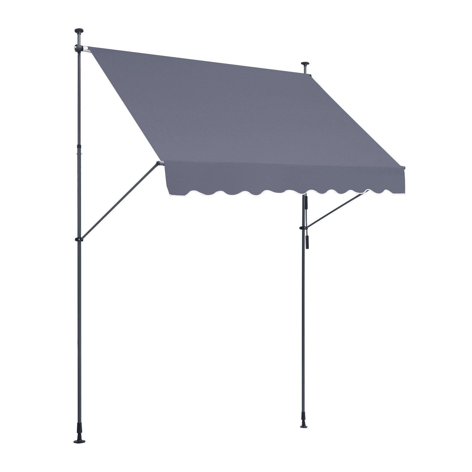 98x47" Patio Awning Retractable Awning Sunshade Shelter with Crank Handle