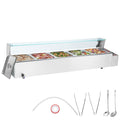 Commercial Electric Food Warmer Countertop Buffet 5*8Qt with Glass Shield