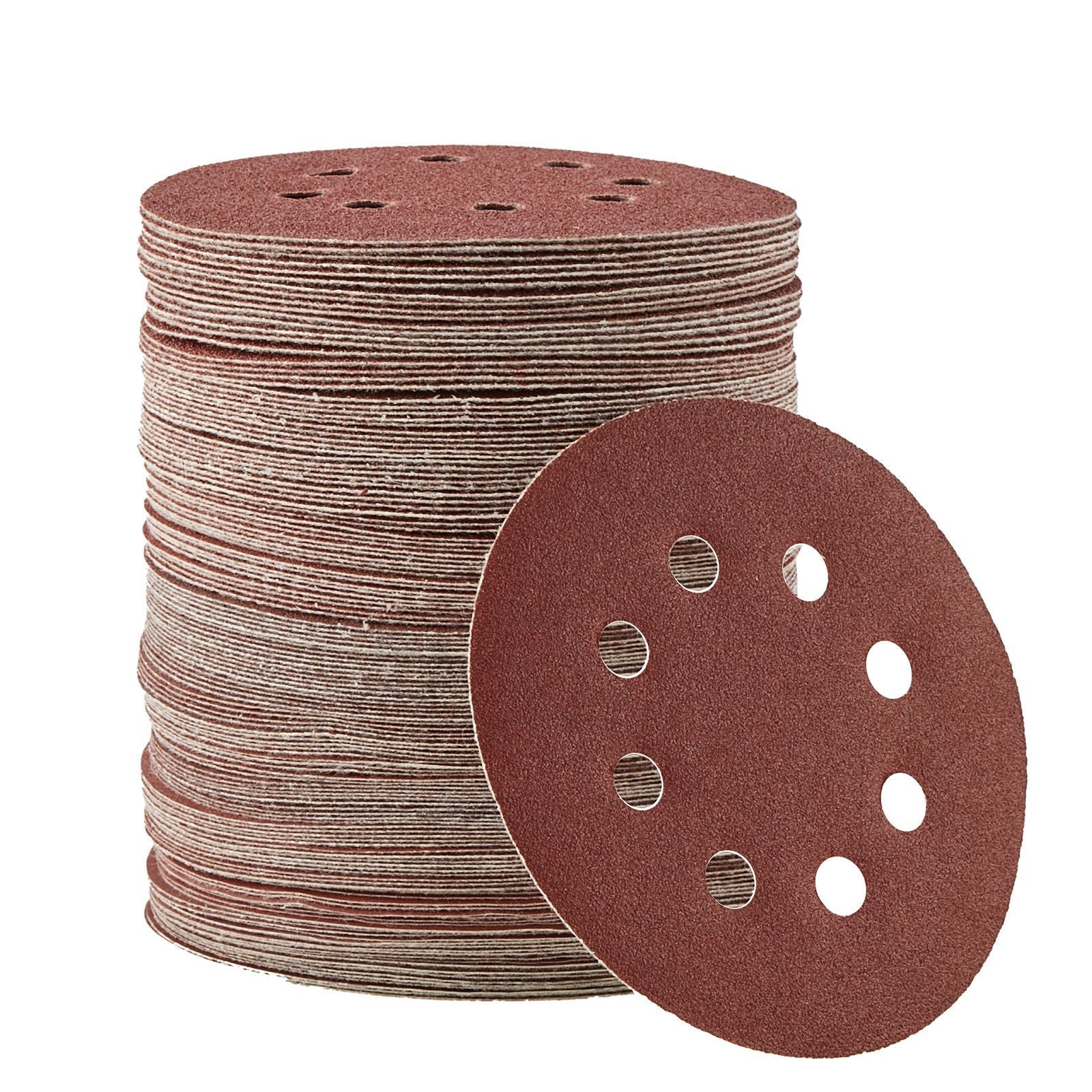 150PCS 5-inch Sanding Discs 60-600 Grit Hook and Loop Sandpaper 8-Hole