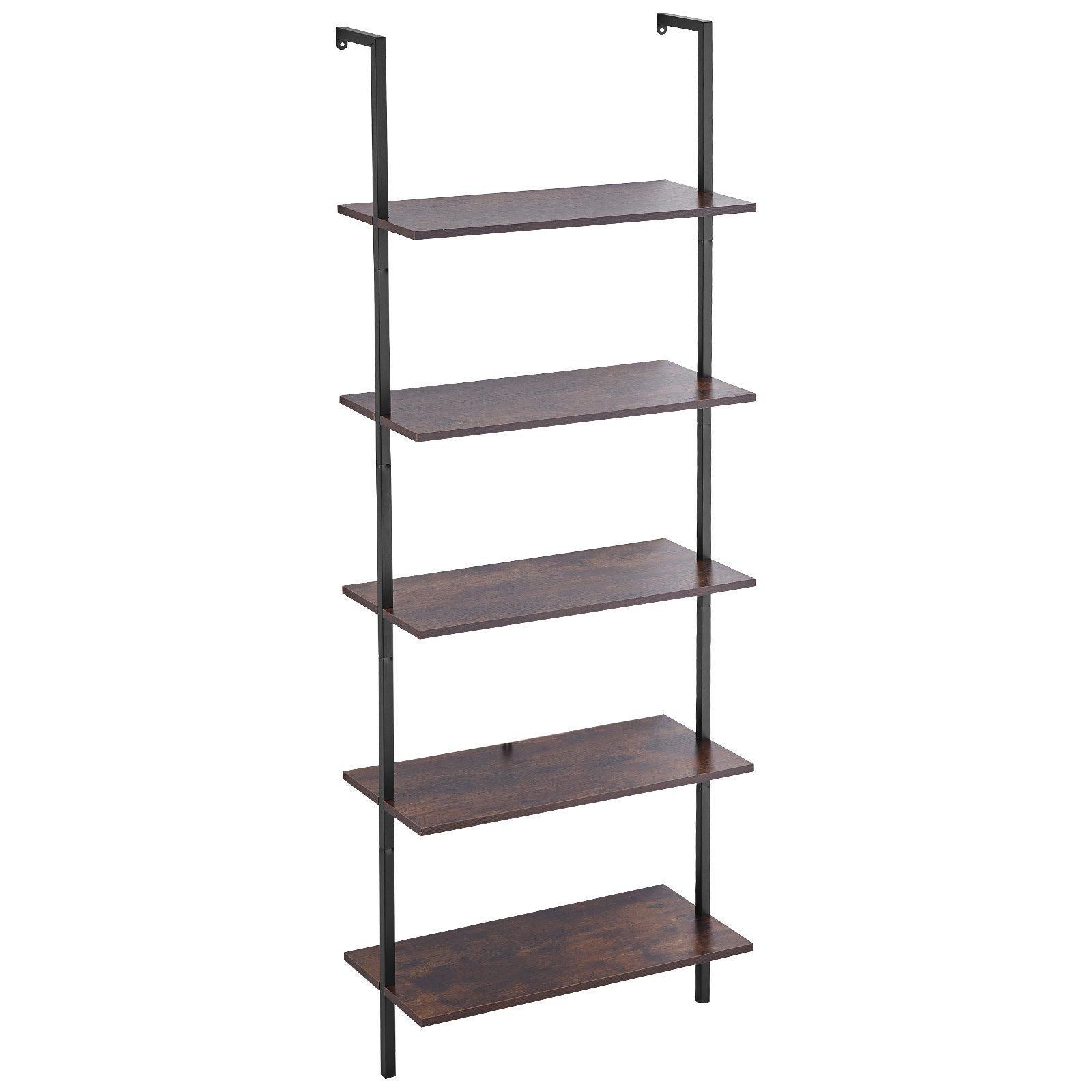 Industrial Square Pipe Shelf 5 Tier 24x11.8in Wall-Mount for Bedroom