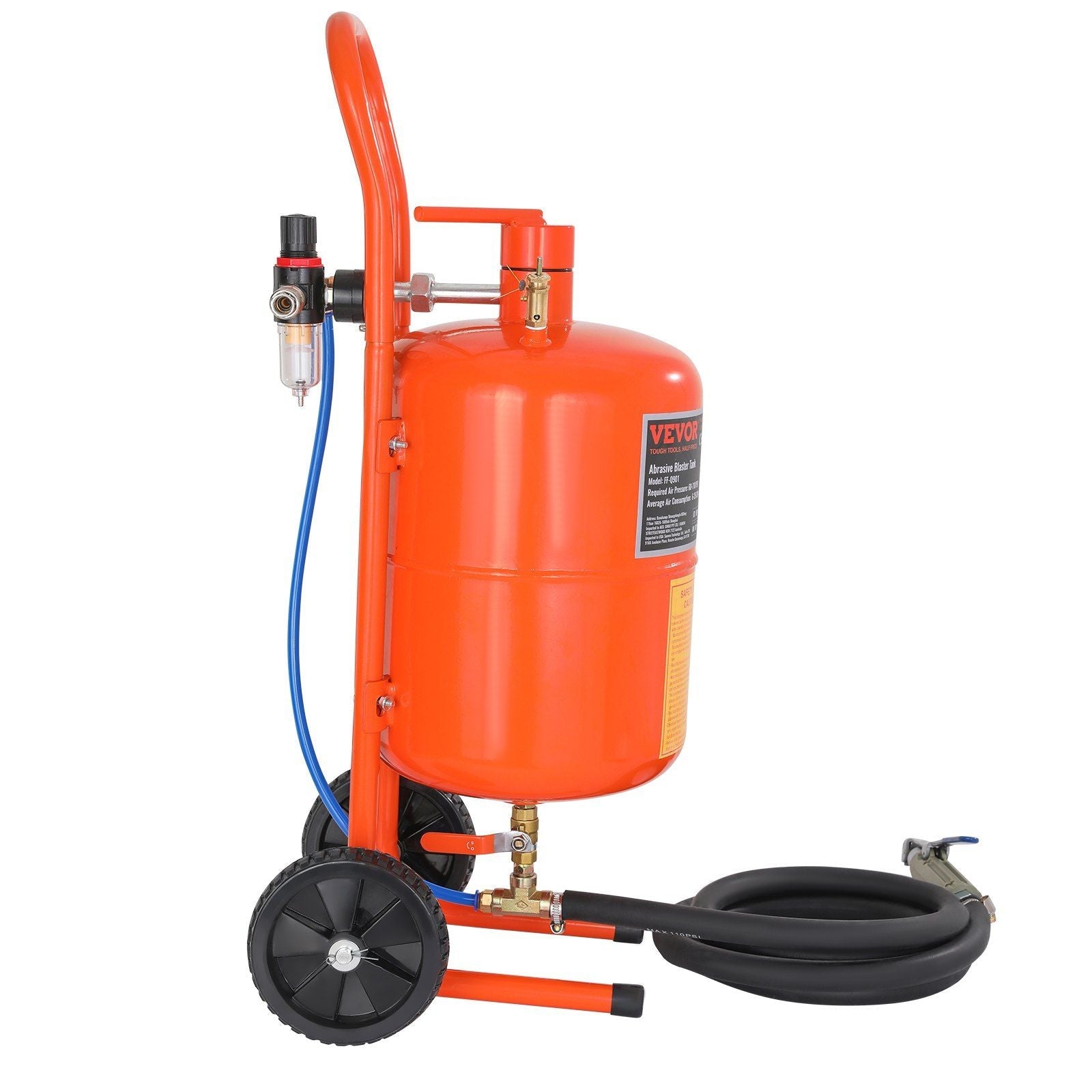 5 Gallon Sand Blaster, 60-110 PSI High Pressure Sandblaster, Portable Abrasive Blasting Tank, Air Sand Blasting Kit with 4 Ceramic Nozzles and Oil-Water Separator for Paint, Stain, Rust Removal