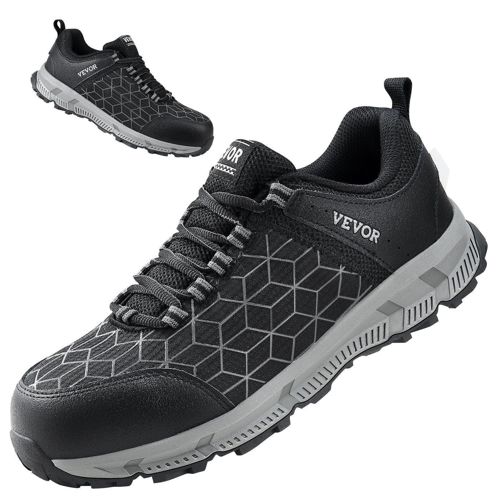 Steel Toe Shoes for Men US Size 12 Wide Athletic Work Shoe Sneakers Black