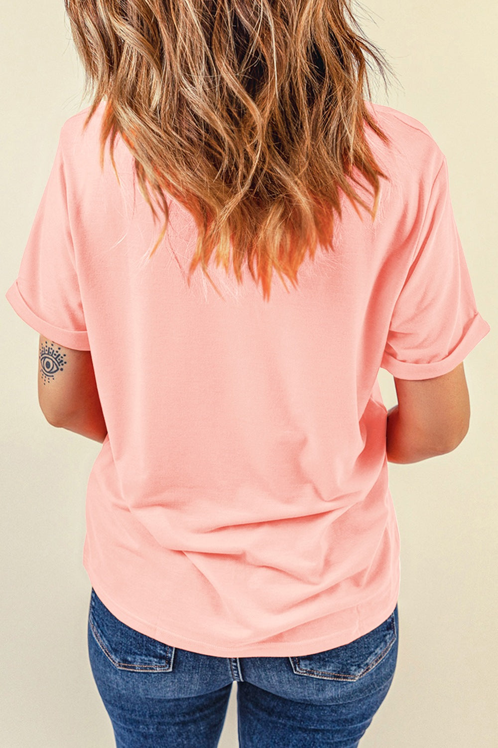 Sequin Bunny Round Neck Short Sleeve T-Shirt