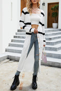 Pocketed Striped Button Up Cardigan