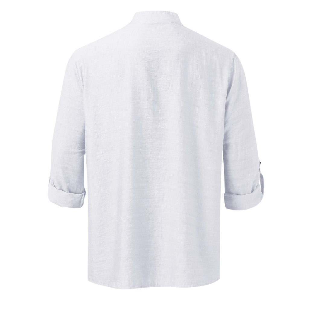 Men's Full Size Half Button Long Sleeve Shirt Plus Size