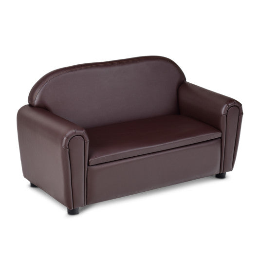 Kids Sofa Armrest Chair with Storage Function-Brown
