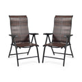 2 Pieces Patio Rattan Folding Reclining Chair