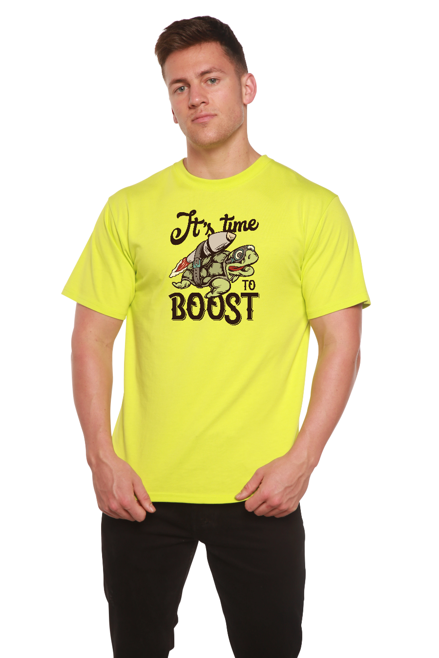 It`s time to BOOST Men's Bamboo Viscose/Organic Cotton Short Sleeve Graphic T-Shirt